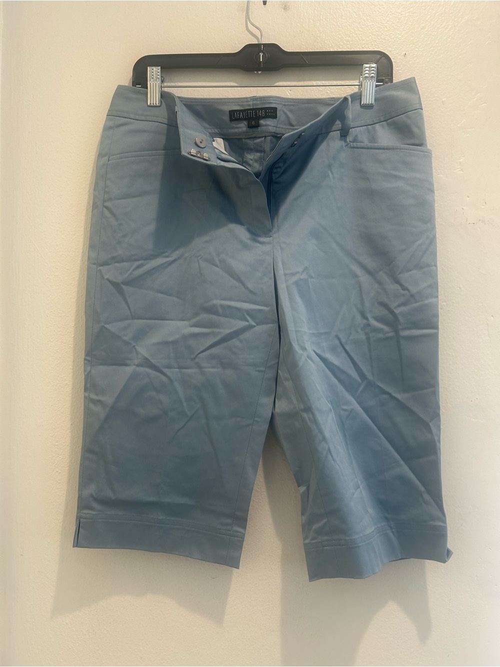 Lafayette 148 New York Dusty Blue Tailored Bermuda Shorts